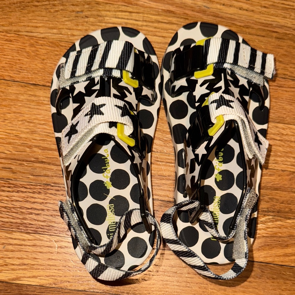 Mini Melissa Black and White Star Sandals
